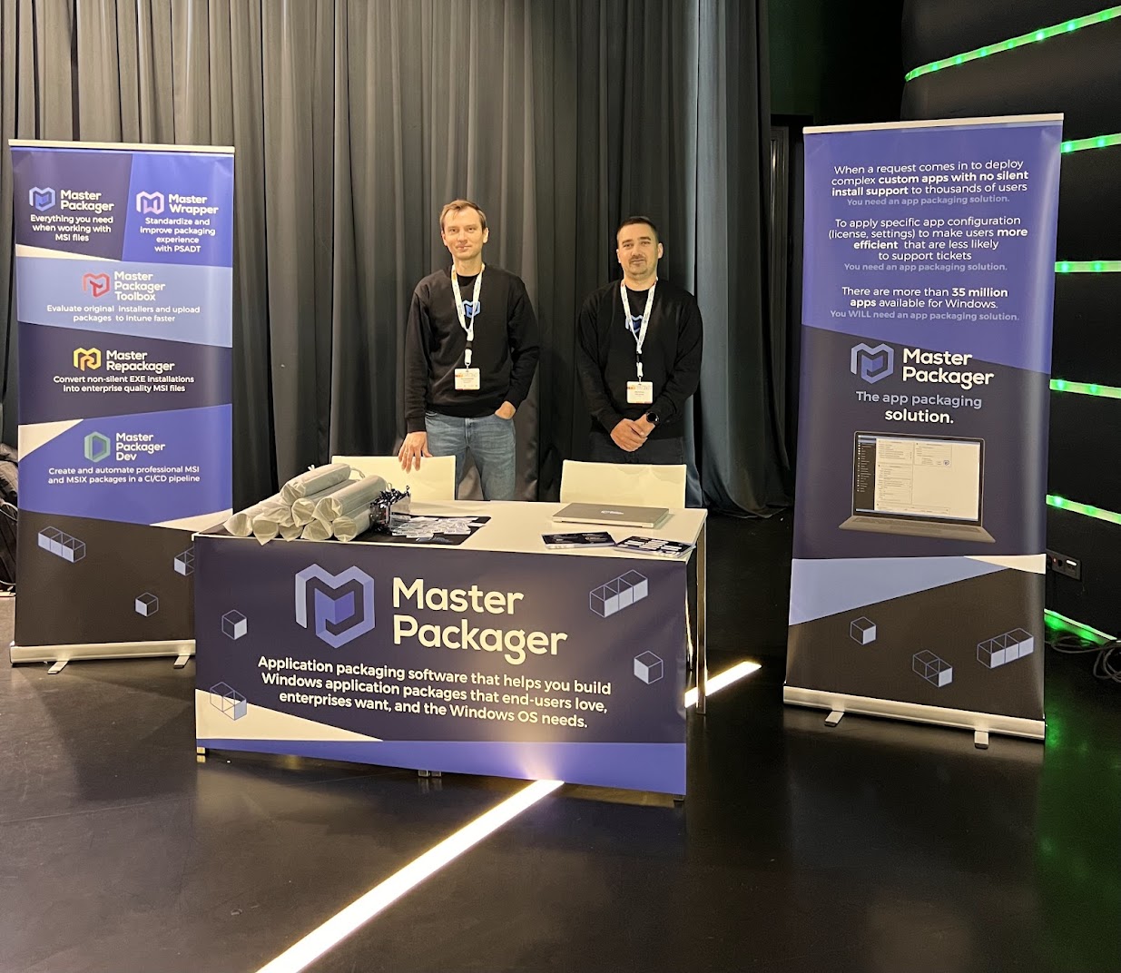 Toms and Edijs at the Master Packager booth.