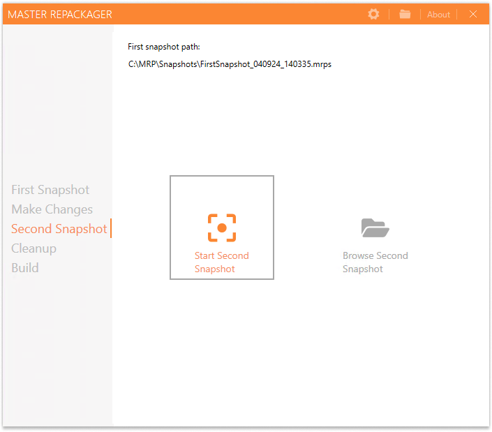 Creating second snapshot in Master Repackager