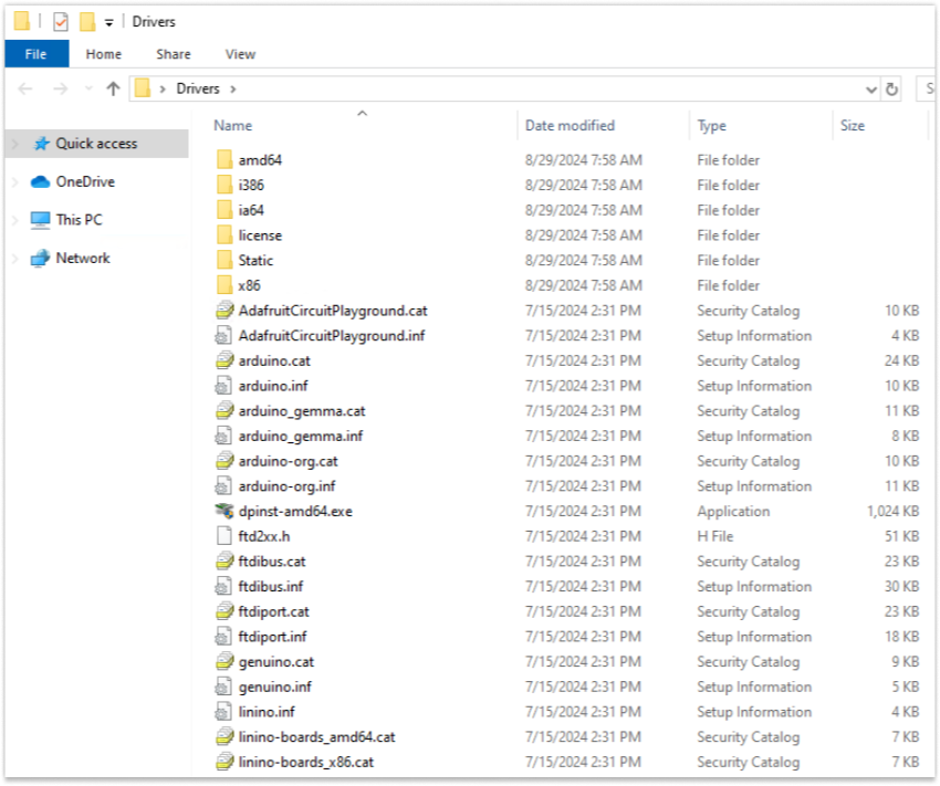 Sorting Drivers for Arduino IDE