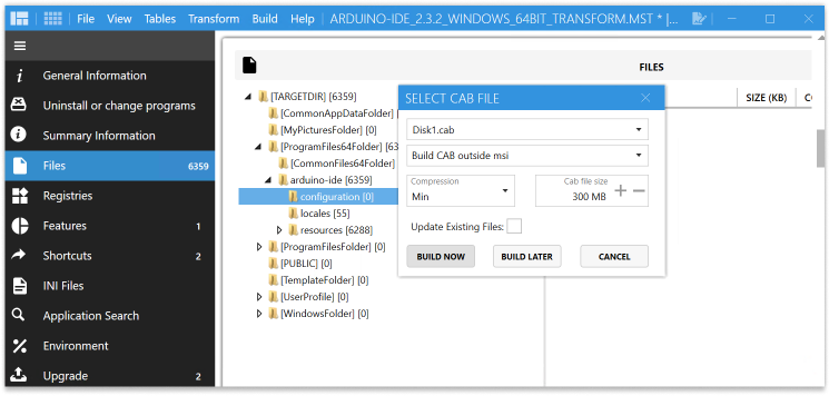 Building CAB file in Master Packager