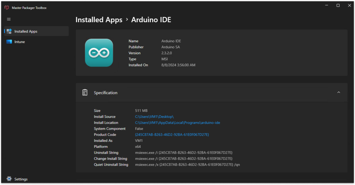 Master Packager Toolbox - app information