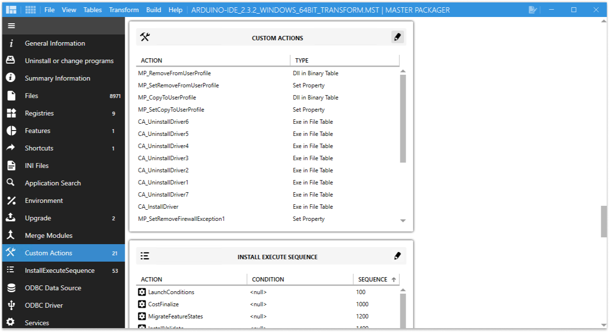 Adding Custom Actions in Master Packager