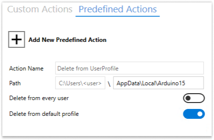 Adding Predefined Action to delete from User Profile in Master Packager