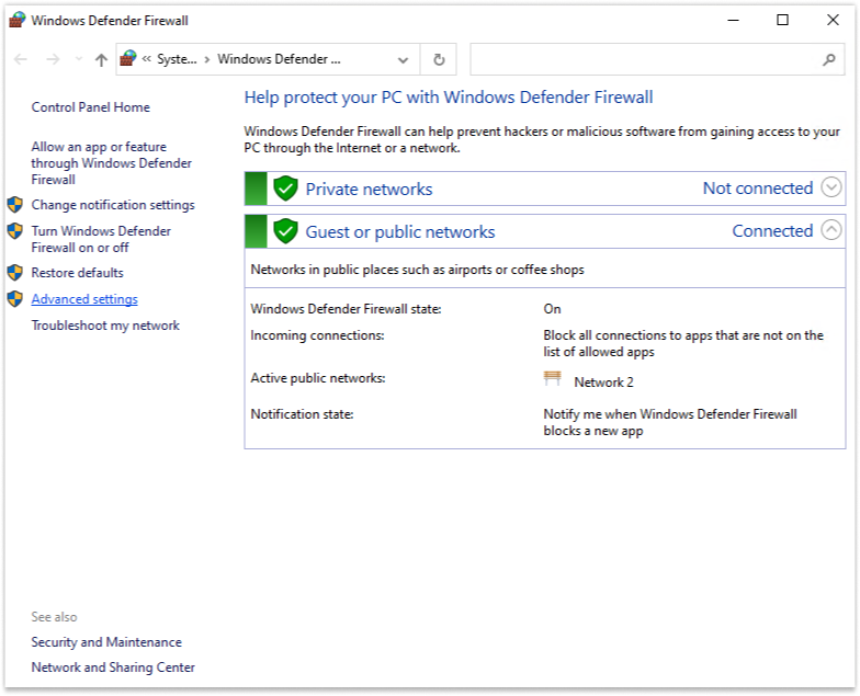 Windows Defender Firewall