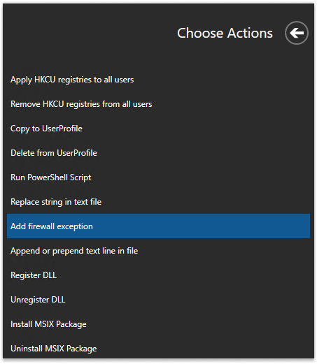 Custom Action "Add Firewall Exception" in Master Packager