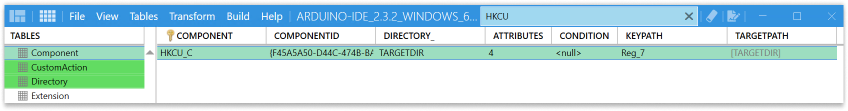 Setting keypath to newly created registry key in Master Packager's table editor