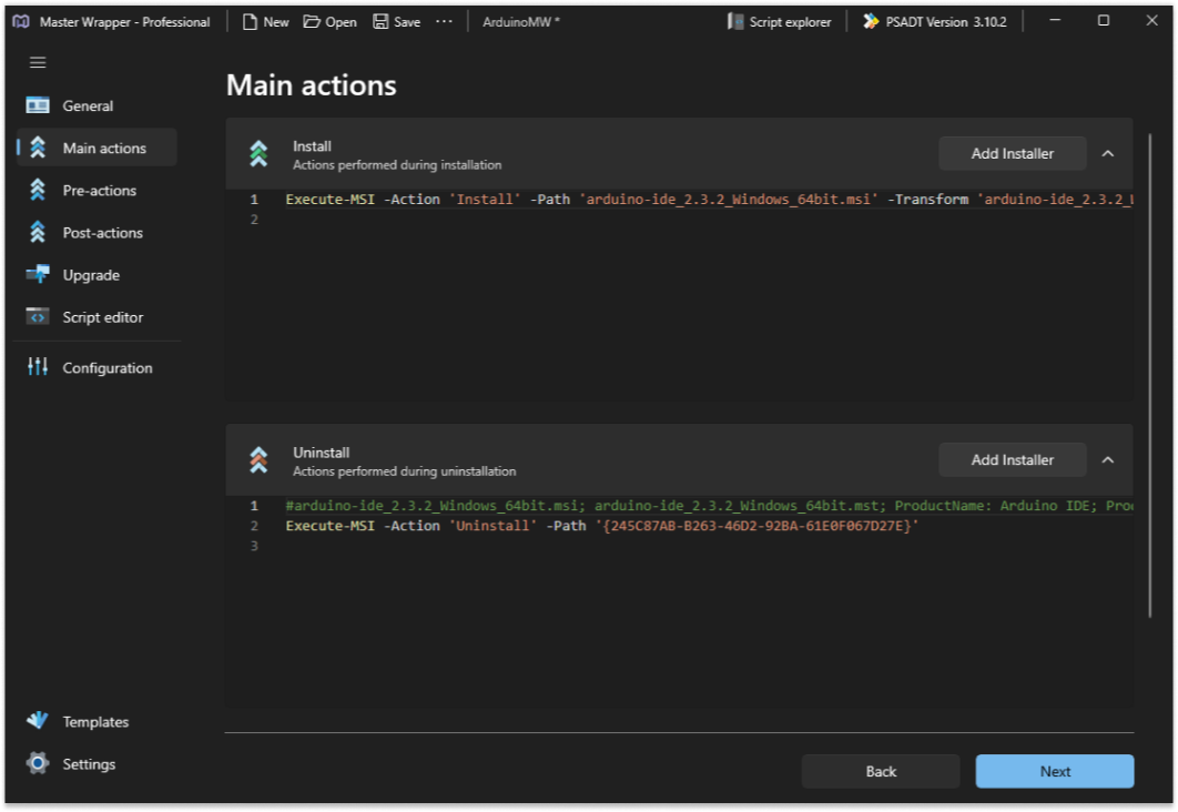 Master Wrapper - Main actions