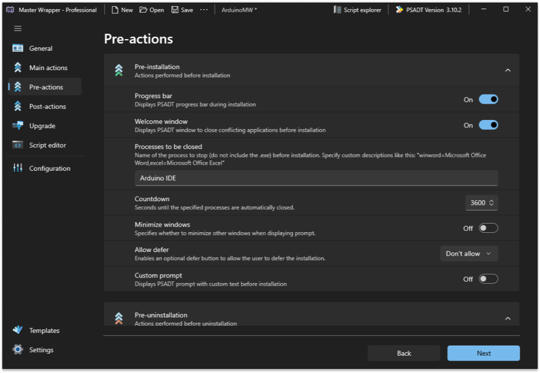 Master Wrapper - Pre-actions