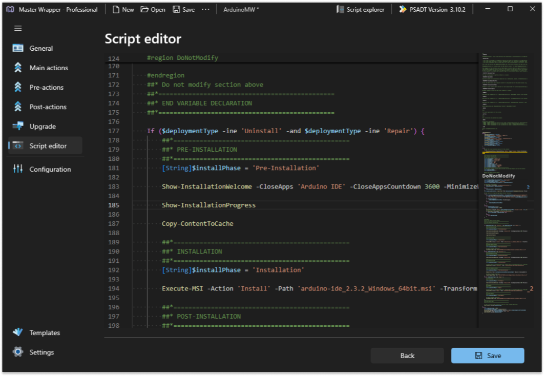 Master Wrapper - Script editor