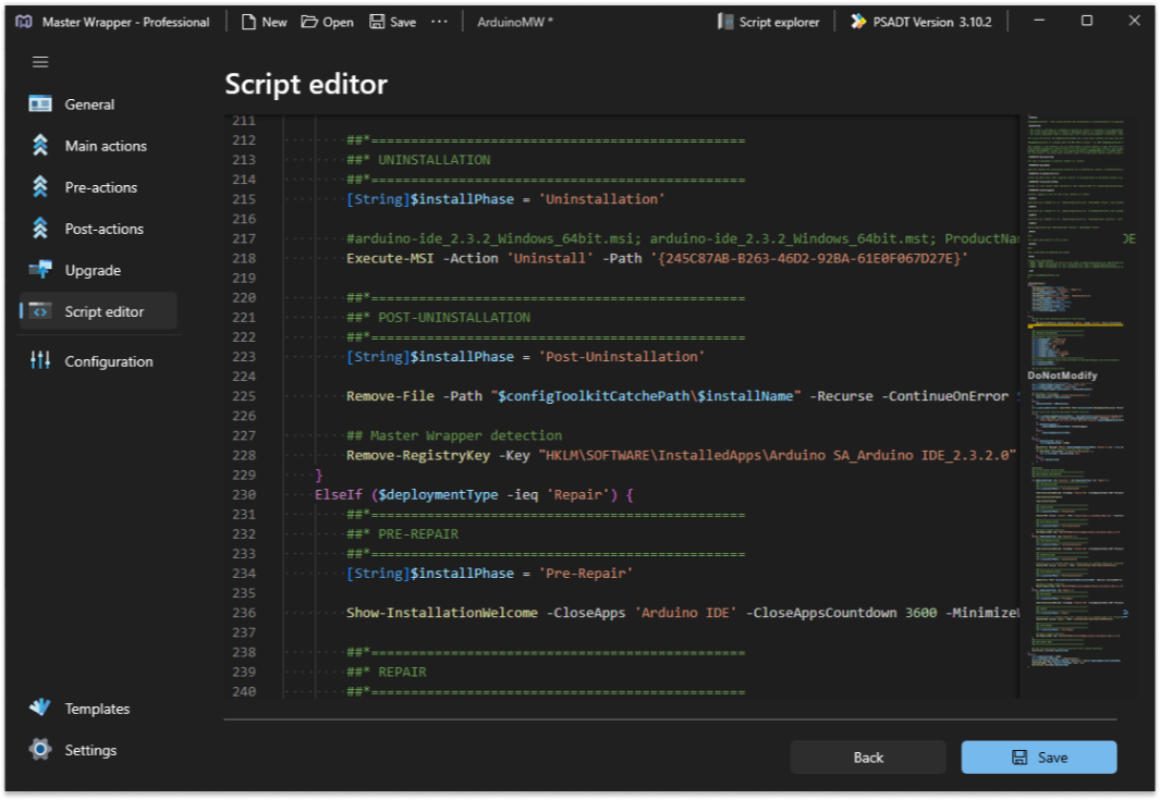 Master Wrapper - Script editor