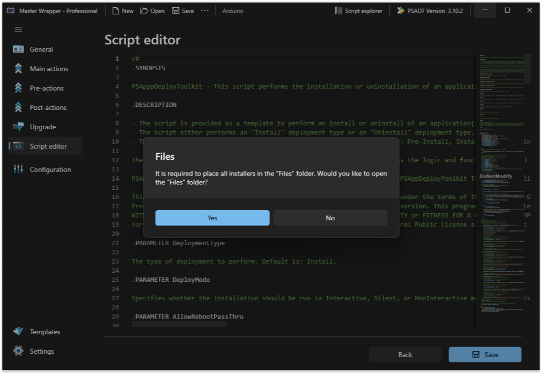 Saving package in Master Wrapper
