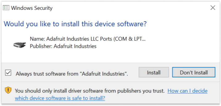 Installing drivers for Arduino IDE