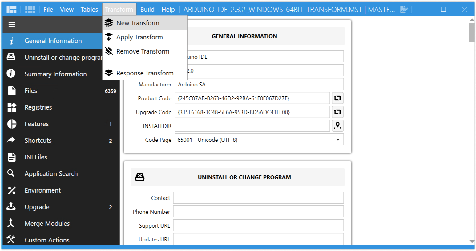 Creating Transform file in Master Packager