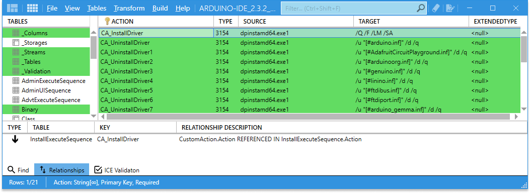 Multiplying Custom Actions in Master Packager's Table editor