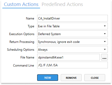 Creating Custom action to uninstall drivers in Master Packager