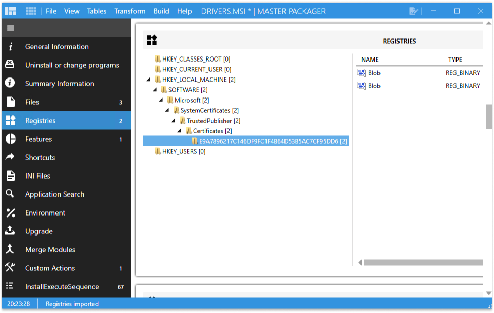 Adding registries in Master Packager