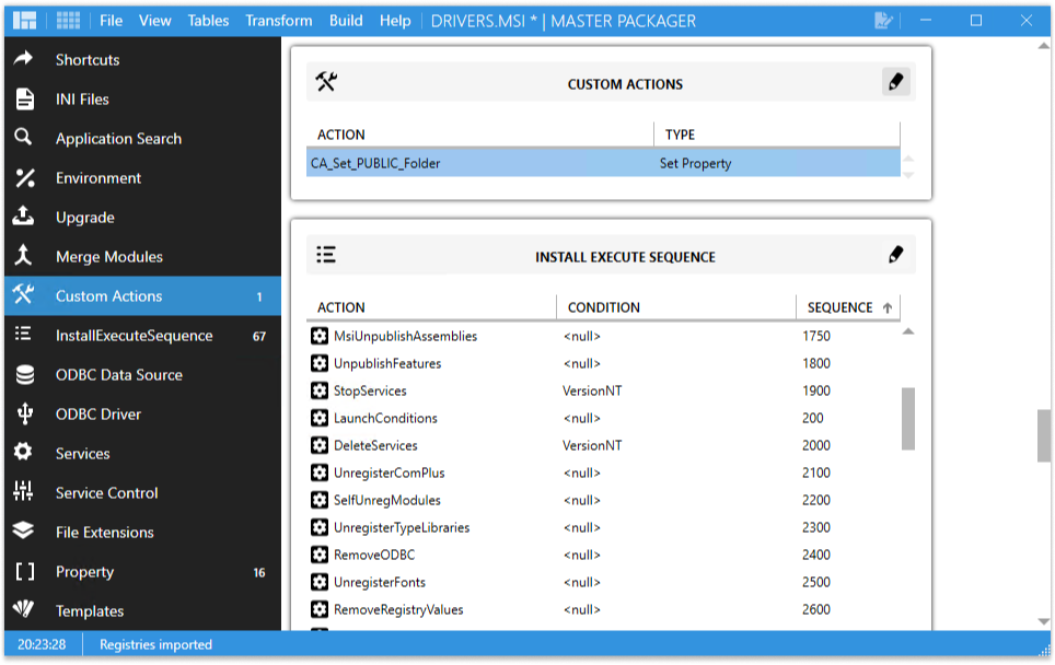 Adding Custom Actions in Master Packager