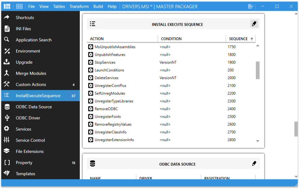 Setting Install Execute Sequence in Master Packager