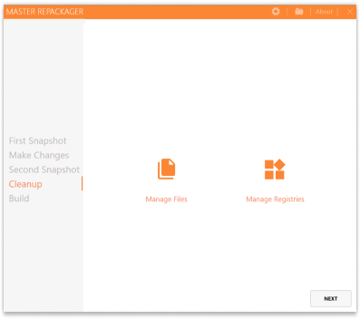 Cleanup screen in Master Repackager