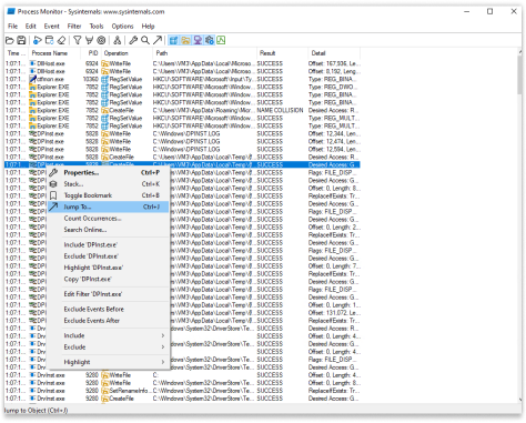 Locating dpinst.exe location in Process Monitor