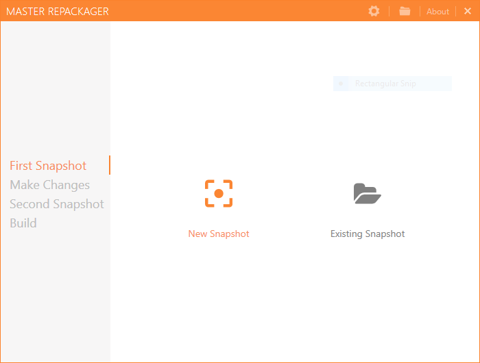 Master Repackager interface capturing the first snapshot.
