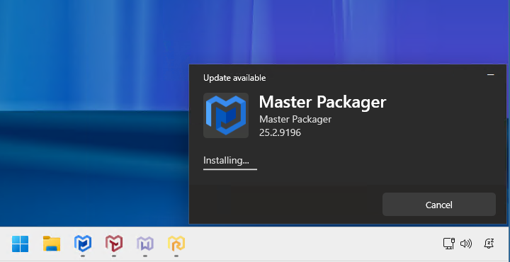 Installation progress bar.