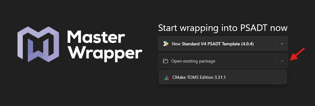 Master Wrapper now shows recently opened projects
