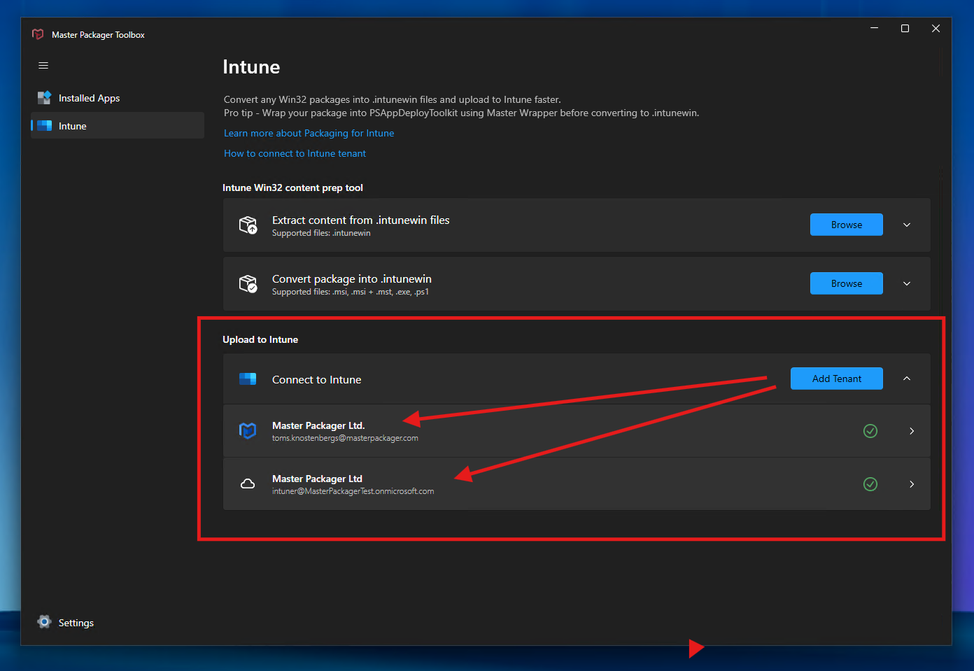 Master Packager add multiple tenants feature in Master Packager Toolbox