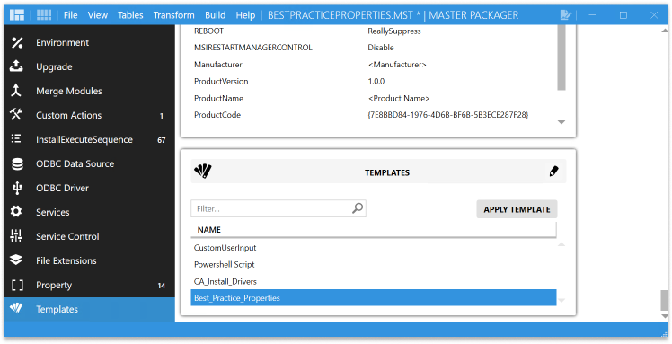 How to apply Template in Master Packager