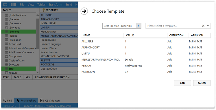 Creating template for Master Packager