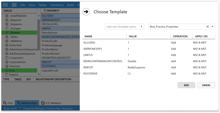 Creating template for Master Packager