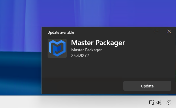Master Packager new update notification