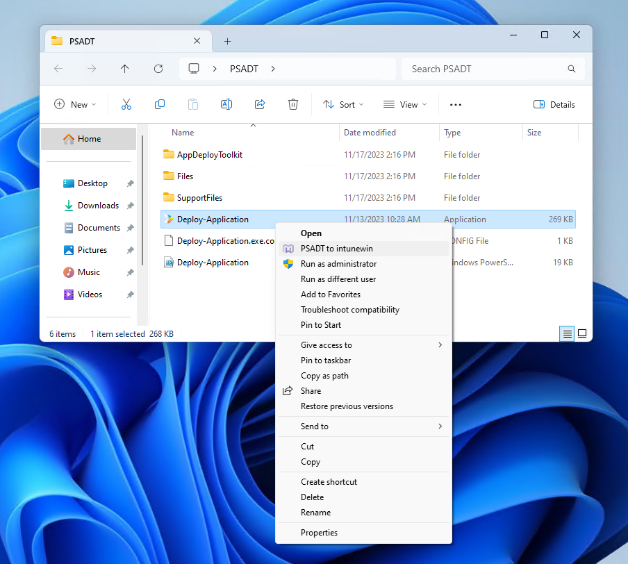 Legacy context menu with Master Packager Dev
