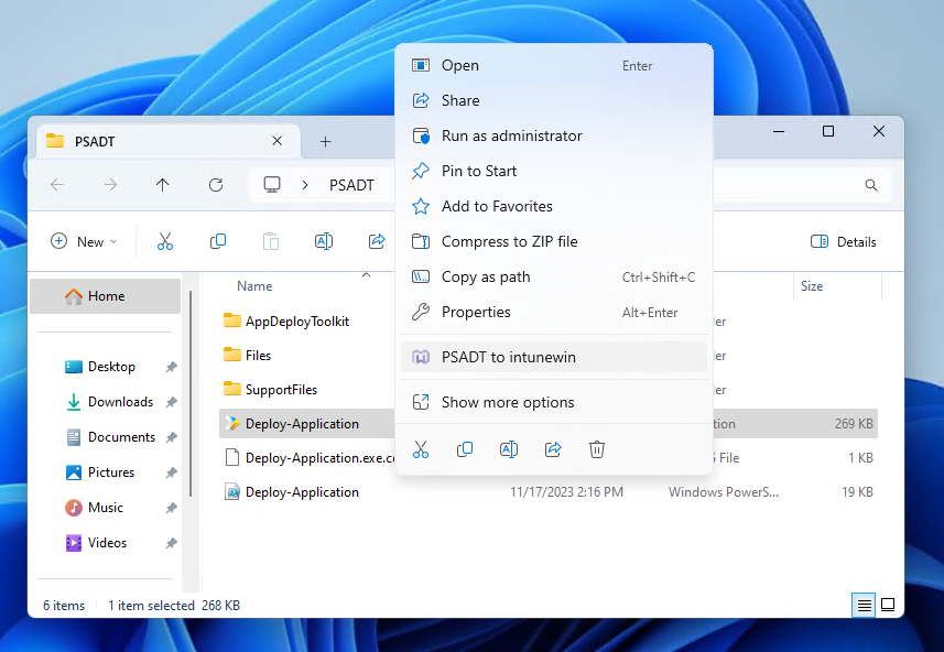 Windows 11 context menu with Master Packager Dev