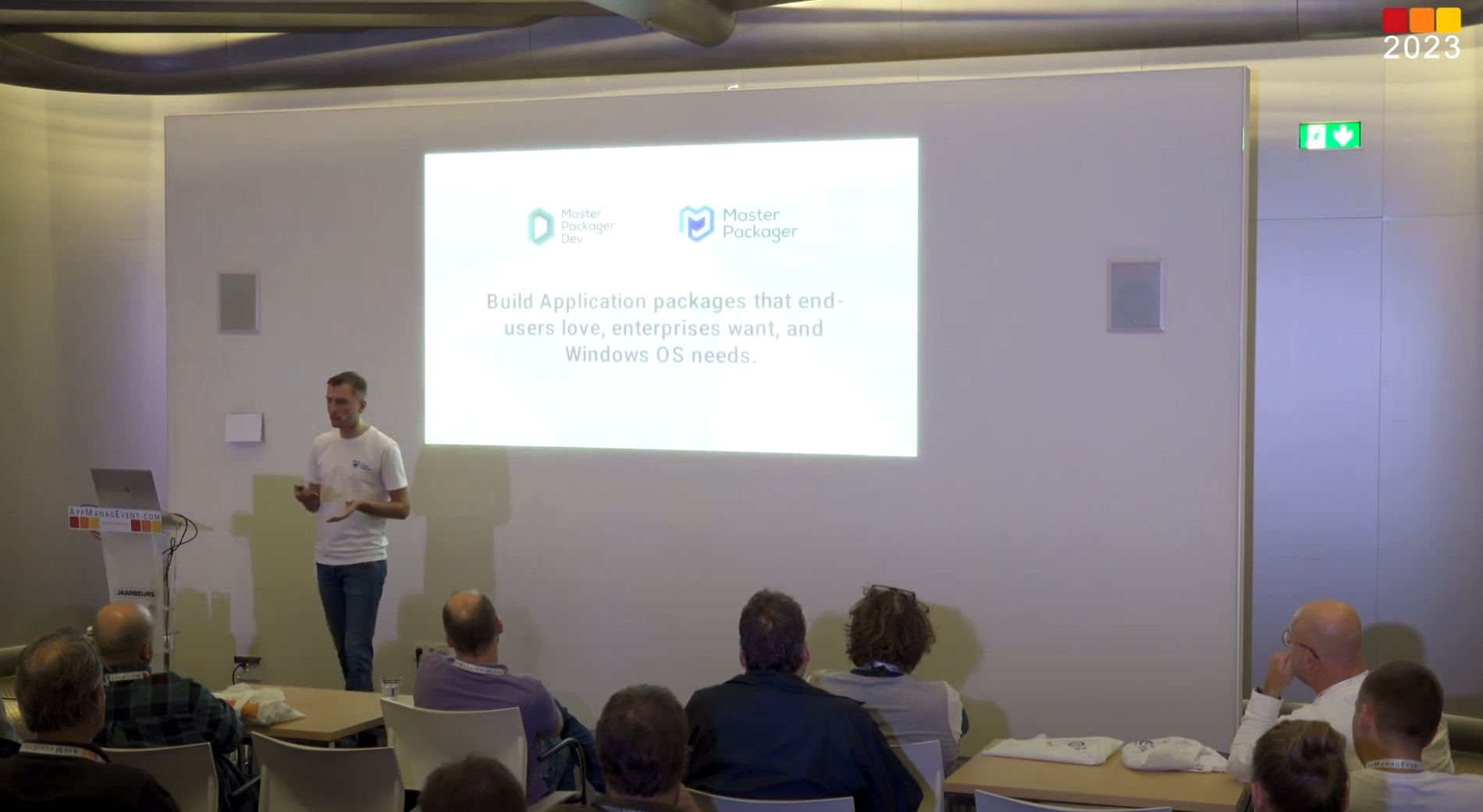 Toms presenting Master Packager vision at AppManageEvent 2023