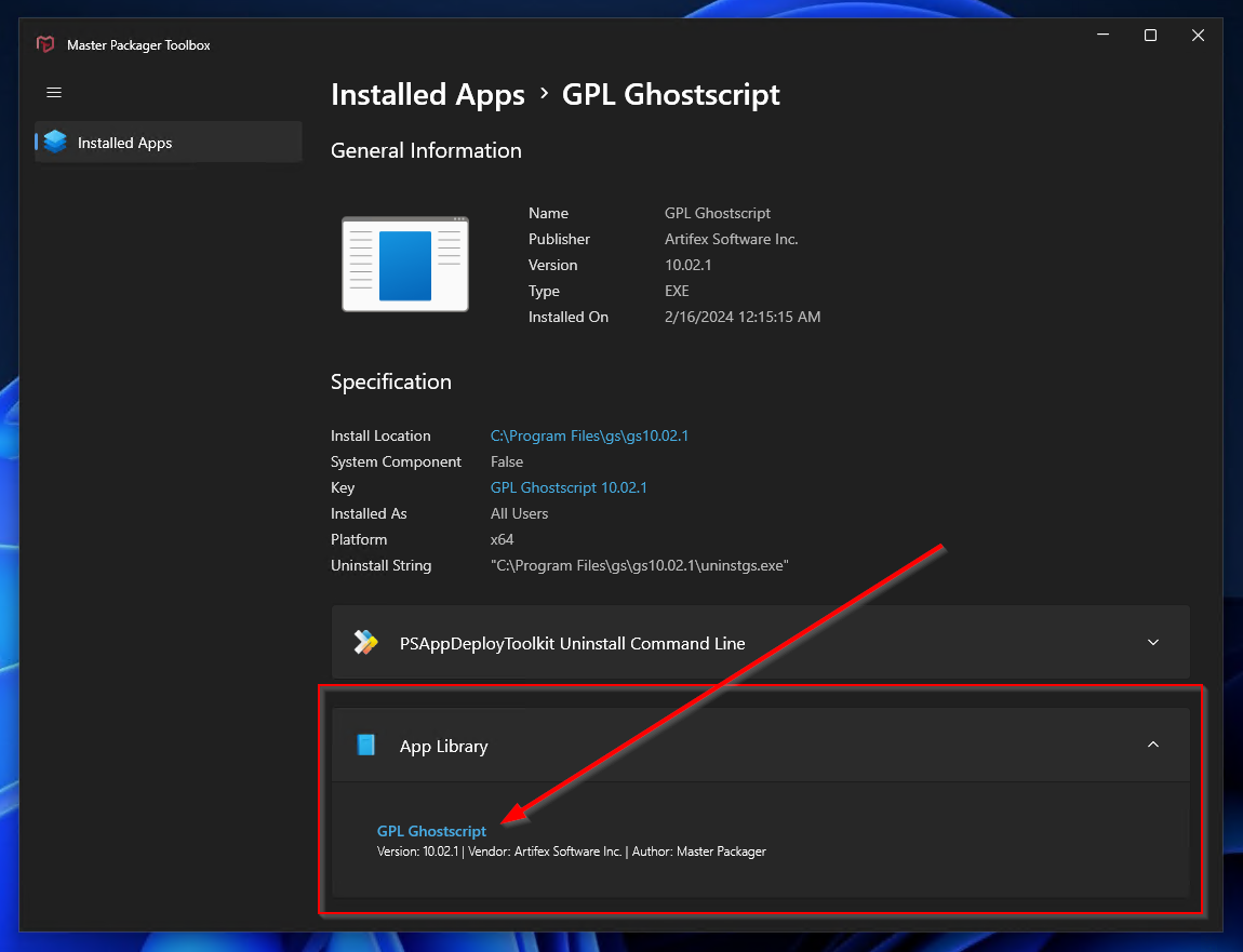 App Library shows how to package specific application.