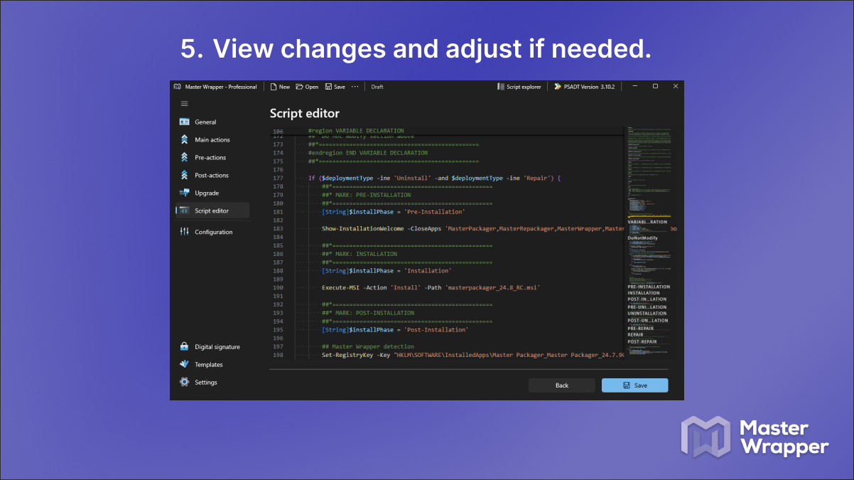Master Wrapper PSADT script editor