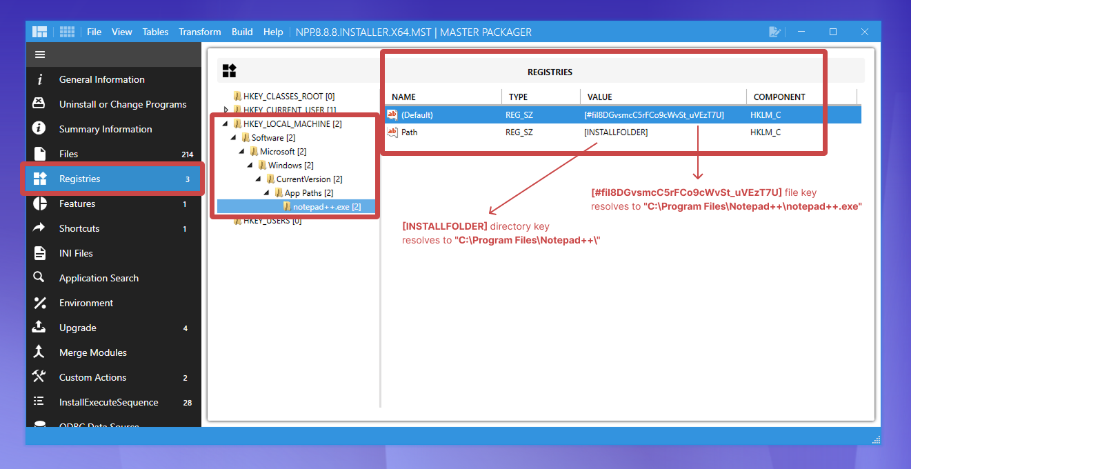 Create registries in Master Packager