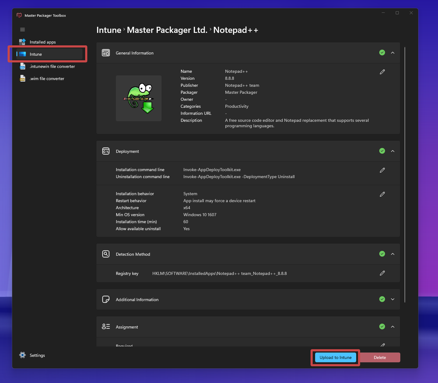 Upload package to Intune faster with Master Packager Toolbox