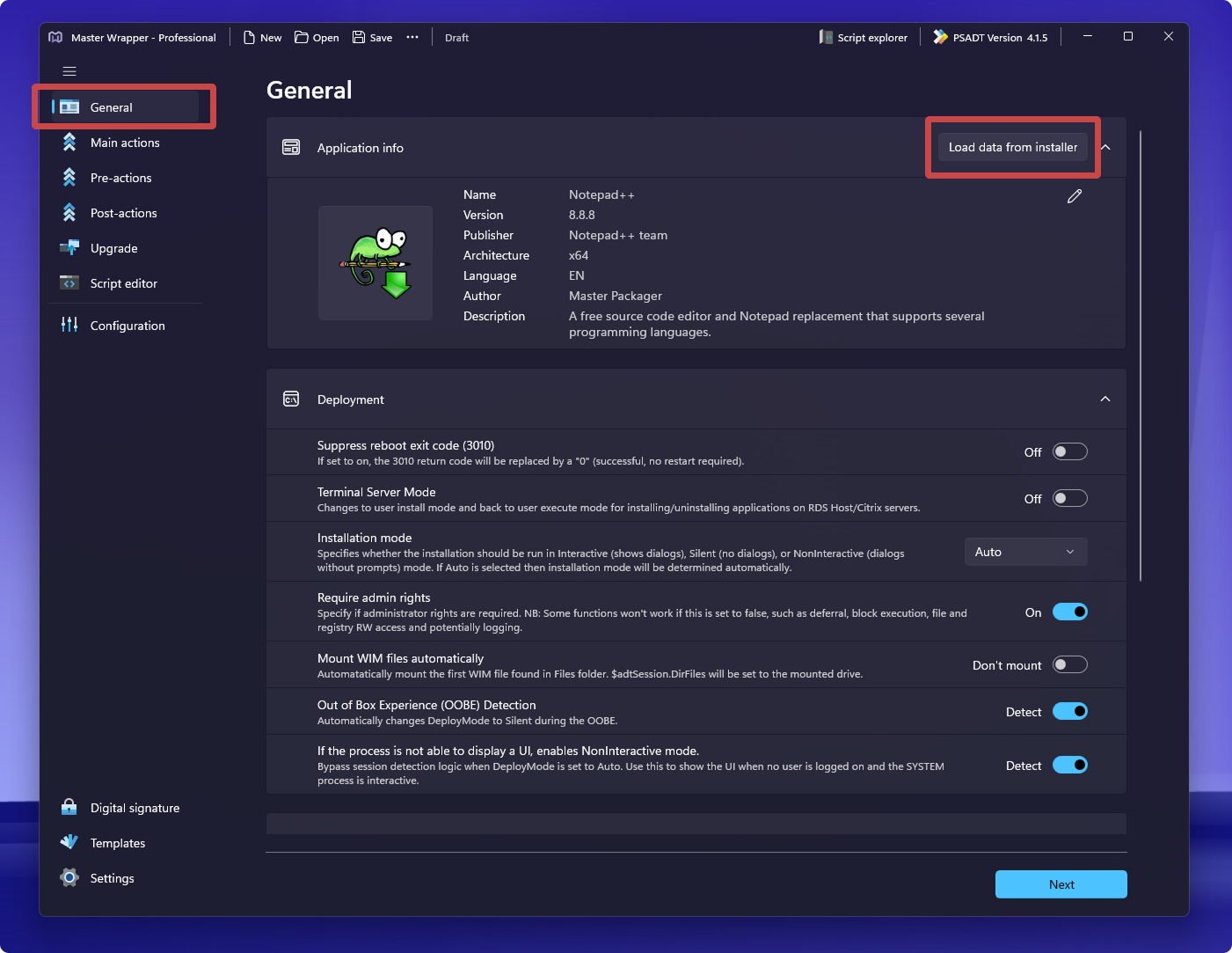 Load installer details in Master Wrapper