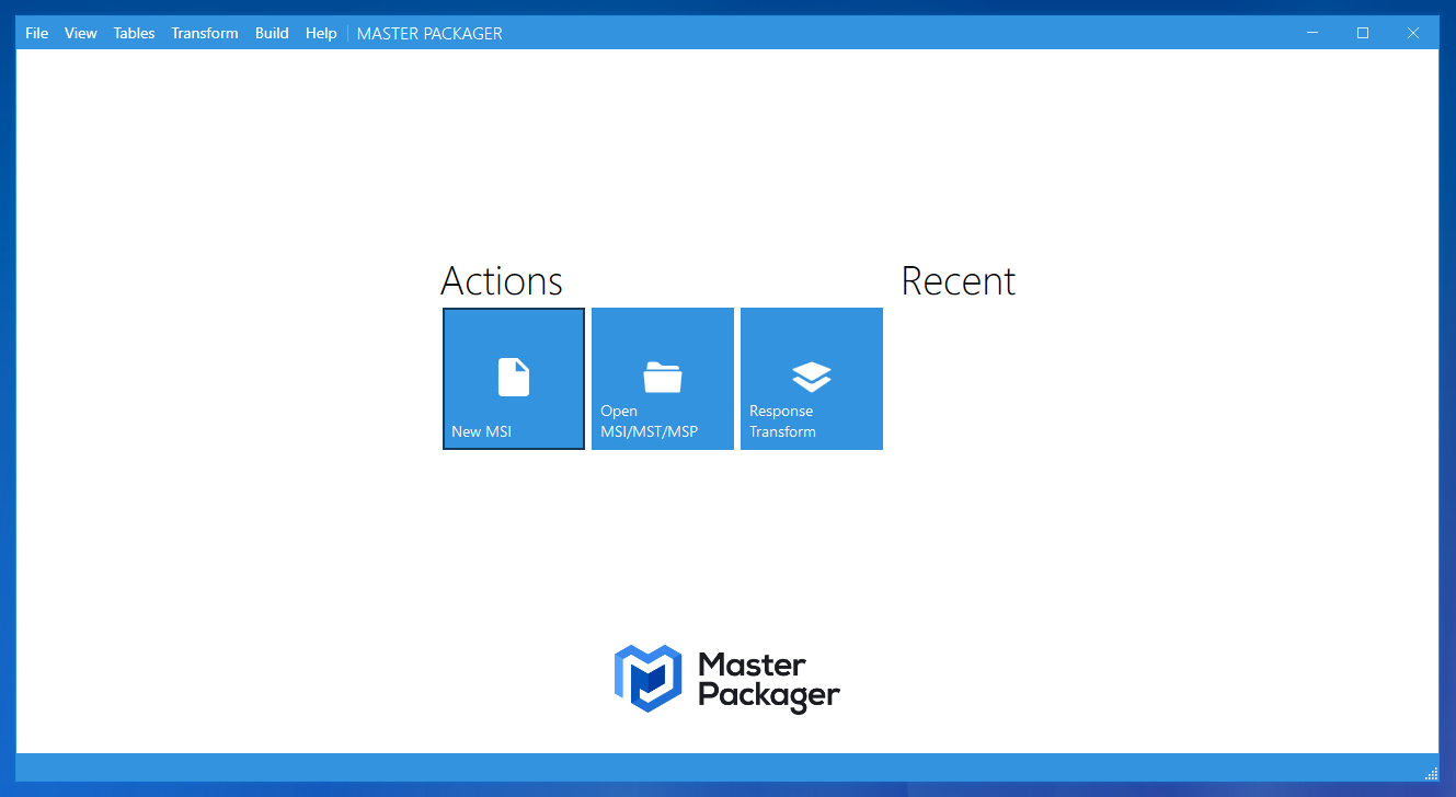 Create a new MSI in Master Packager.